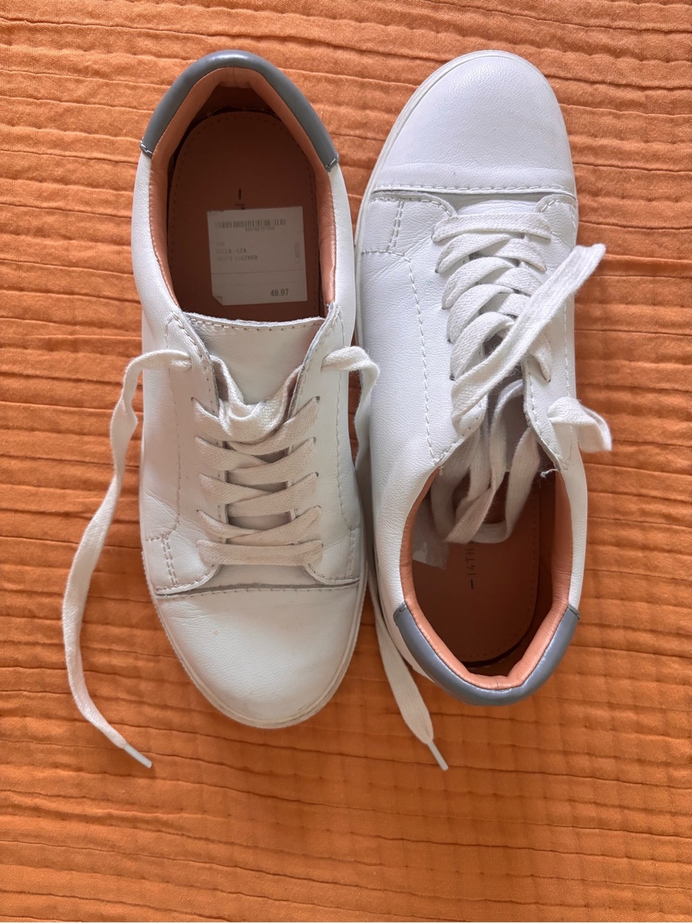 14th & Union White Sneakers with Gray Heel Trim